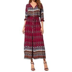 NWOT R. Vivimos bohemian colorful long maxi button front short sleeve Medium